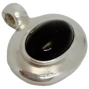 Signed 925 ESPO SIC Sterling Silver Onyx Oval Pendant